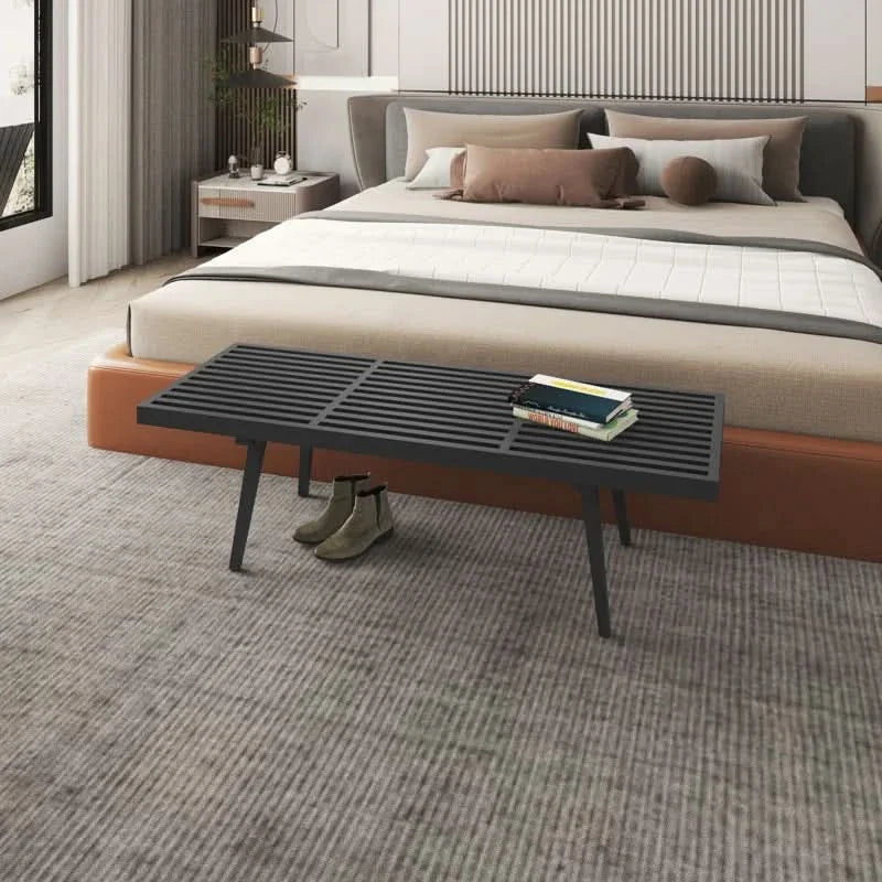 XAKKY Rectangular Bench Wooden Platform Bench with Slats Design Kitchen Bench