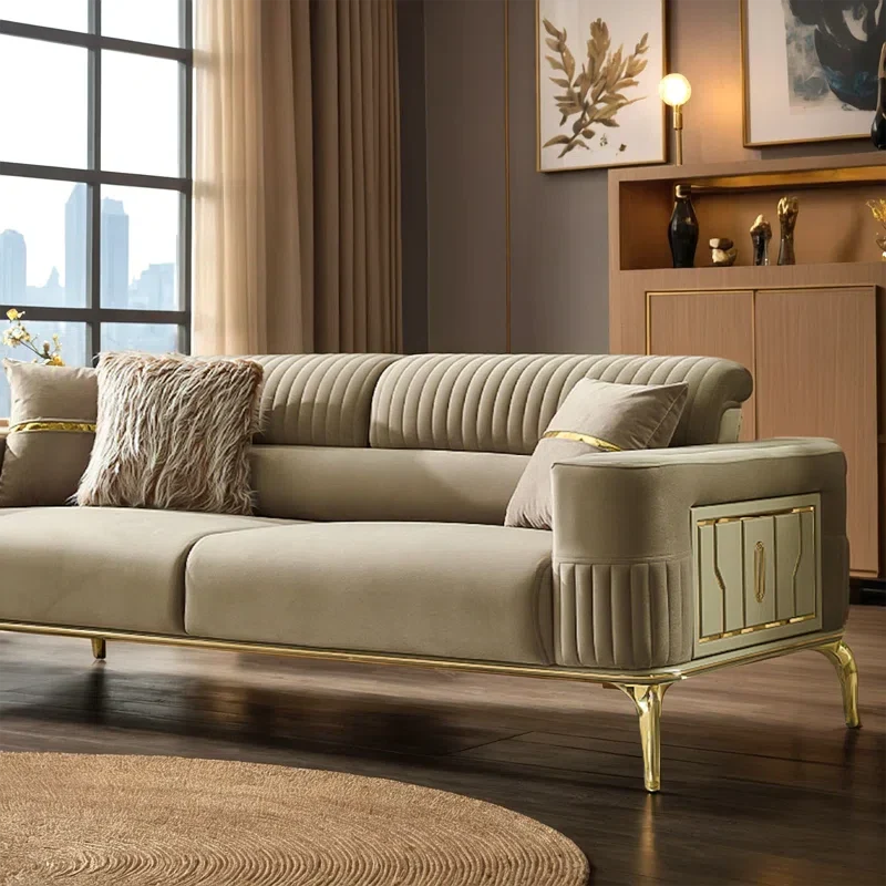 Janynez 4 - Piece Velvet Living Room Luxury Sofa Set