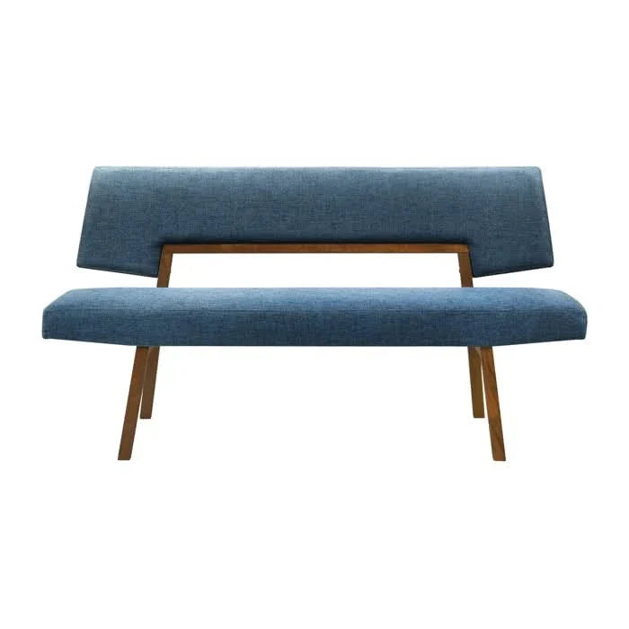 BALSTERO Upholstered Dining Bench with Back in Rubberwood and Fabric