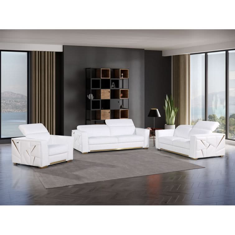 Jeloniz 3 - Piece Leather Living Room Set Luxury Sofa Set