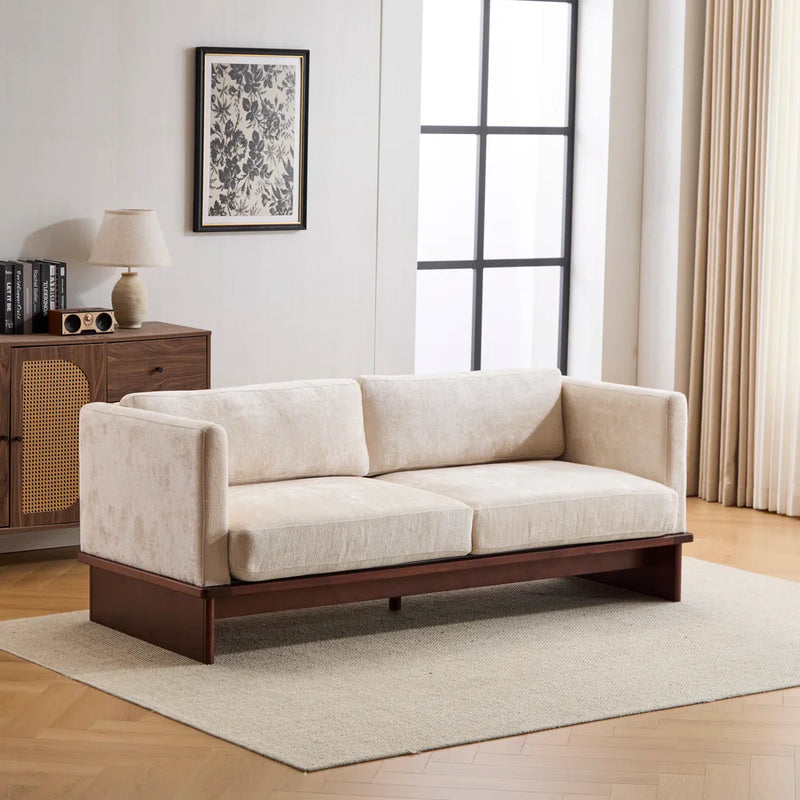 Modern 3-Seater Upholstered Sofa With Solid Wood Base - Craft Decor