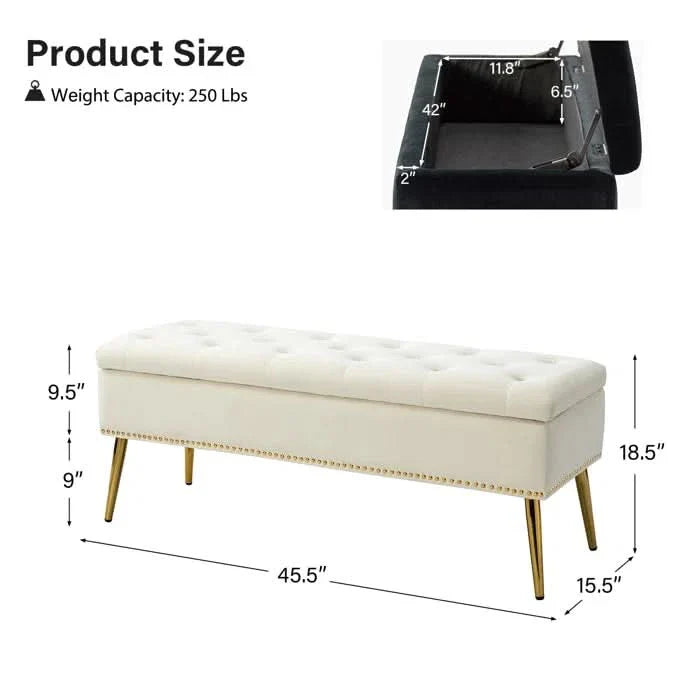 Manki Upholstered Flip Top Storage Bench - craft decor