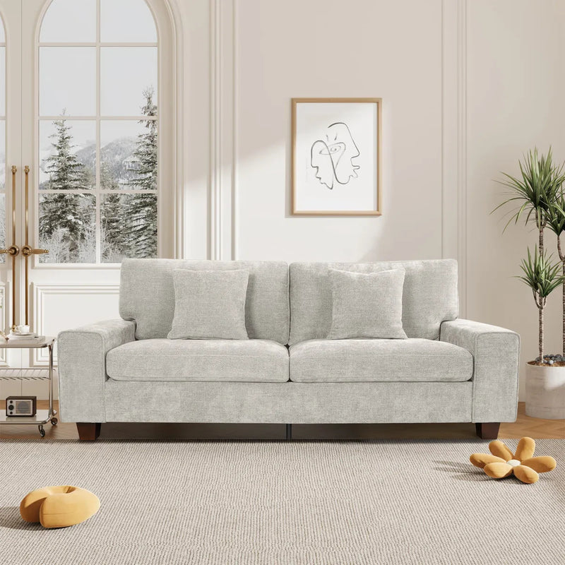 Nikos Modern Style 3 Seater Square Arm Sofa Upholstered Couch
