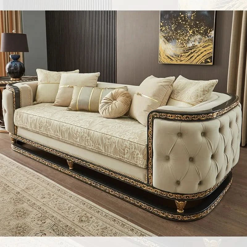 Kendrellz Leather Living Room  3 Seater Sofa - Wooden Bazar