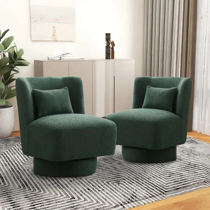 Jakker Upholstered Swivel Barrel Chair (Set of 2) - Craft Decor