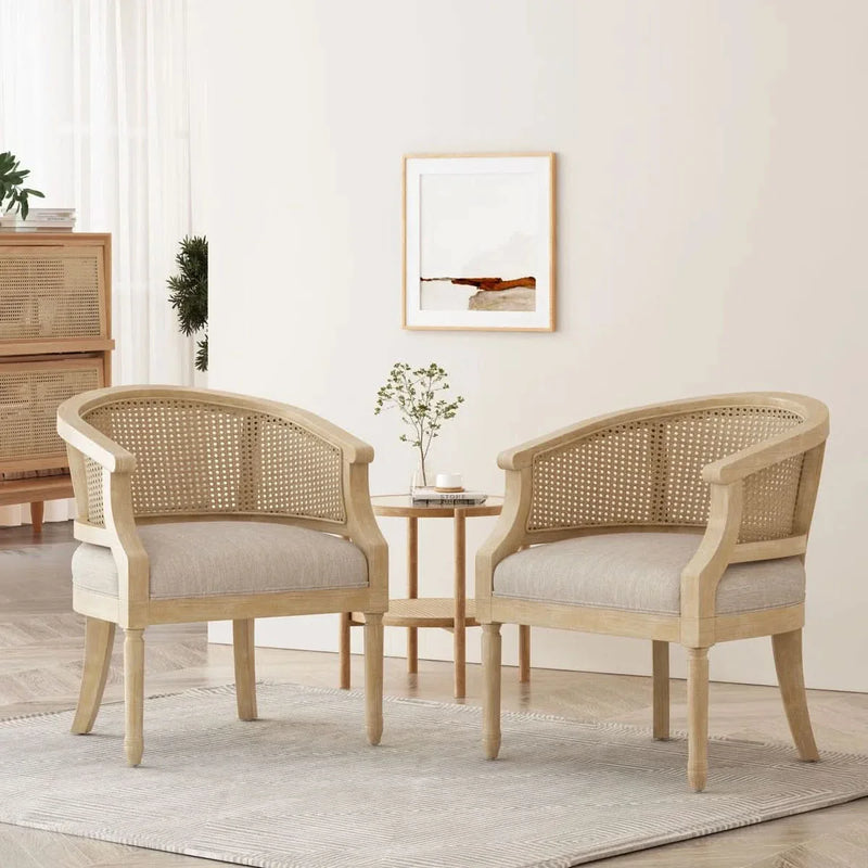 Wood Accent Chairs Set of 2 –  Cushioned Comfort