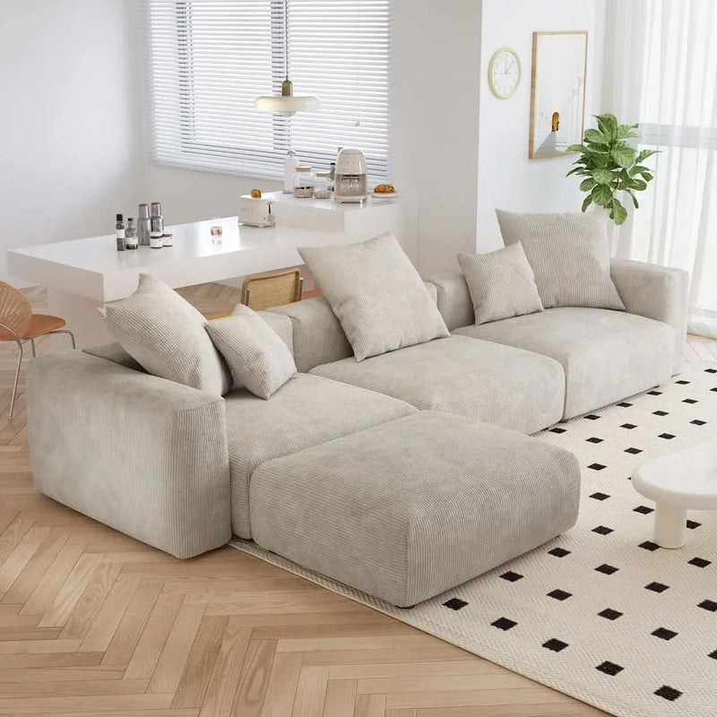 Dorking L Shaped Modern Sectional Couch Sofa with 5 Pillows and Chaise Ottoman