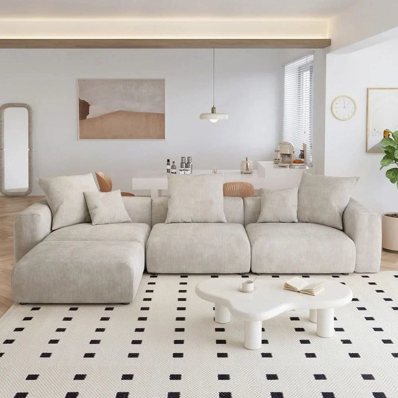 Dorking L Shaped Modern Sectional Couch Sofa with 5 Pillows and Chaise Ottoman