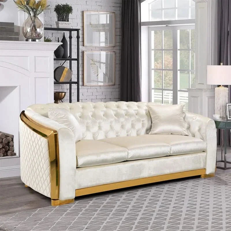 Ladaziaz Velvet Luxury 3 Seater Chesterfield Sofa - Craft Decor