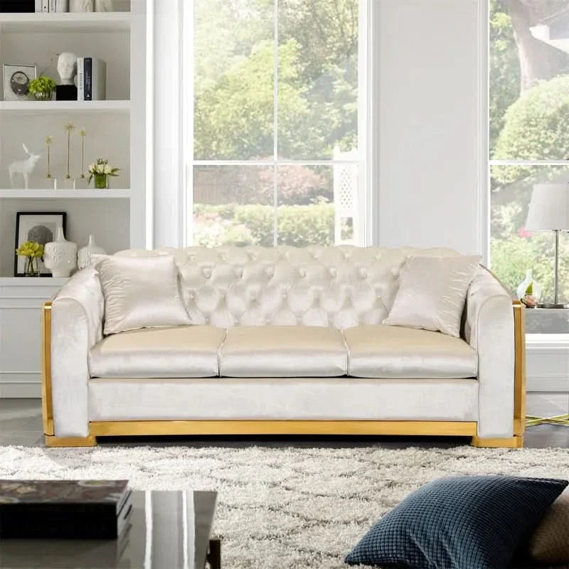 Ladaziaz Velvet Luxury 3 Seater Chesterfield Sofa - Craft Decor