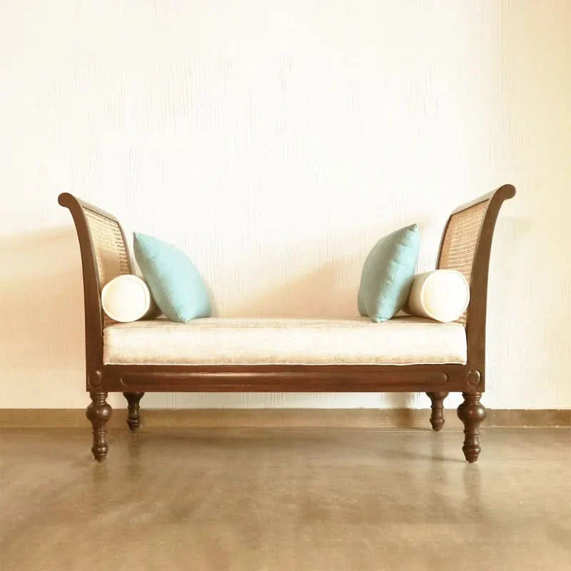 kazzy Lady Bird Chaise- 2 Seater Rattan Bench - craft decor