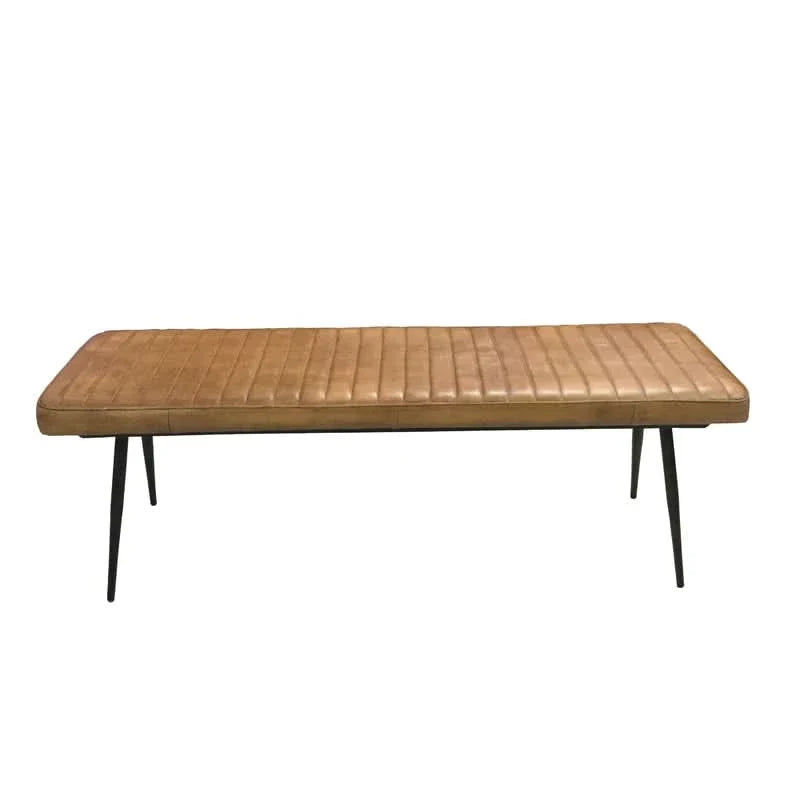 Hazer Genuine Leather Upholstered Bench - craft decor