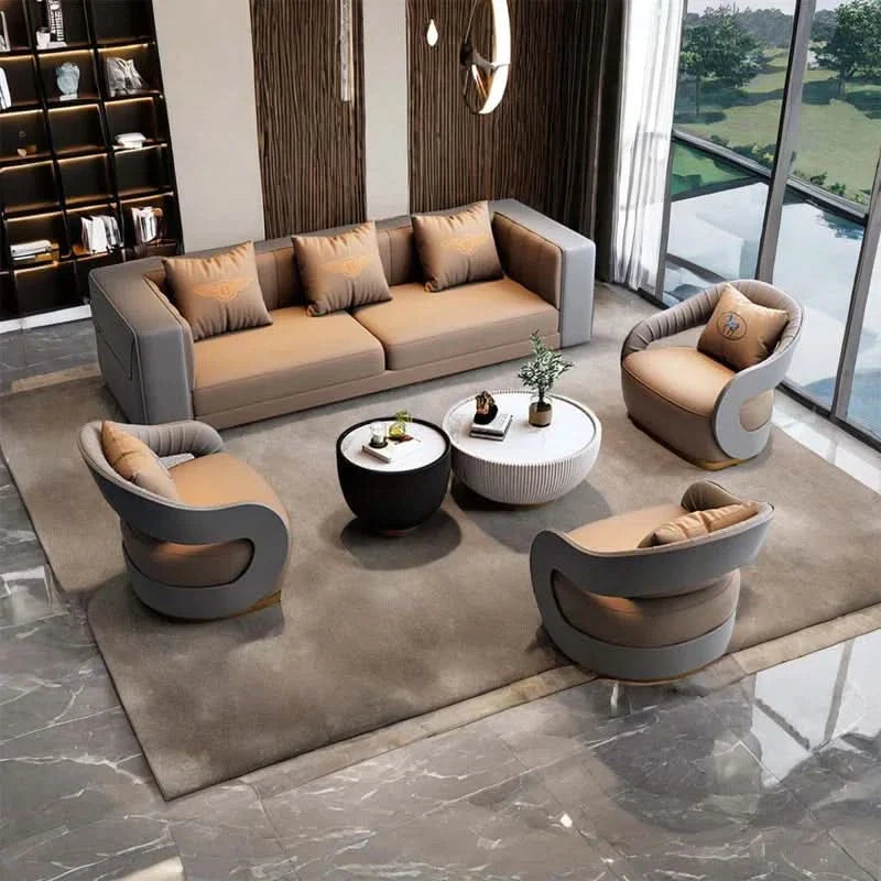 Leshawnaz 6 - Piece Faux Leather Living Room Set Luxury Sofa Set