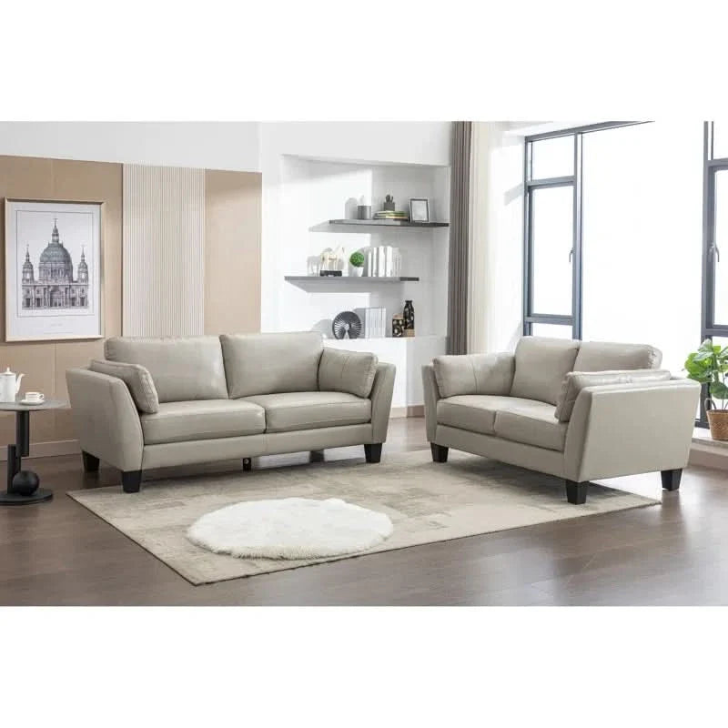 Lilarame 2 - Piece Top Genuine Leather Cushion Back Living Room Luxury Sofa Set