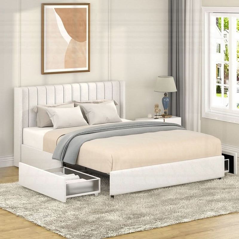 Pivok Luxurious Tufted Platform Bed with Dual Storage Drawers for Ultimate Comfort