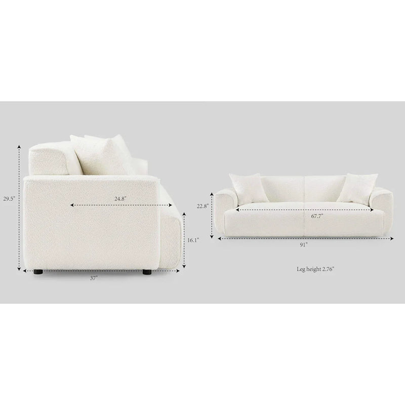 Kelibor Modern Style 3Seater Sofa in boucle fabric - Craft Decor
