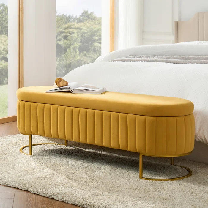 Gangin Storage Bench With Internal Compartmented And Channel Tufted