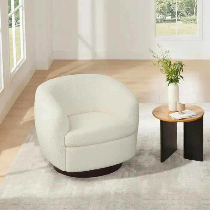 Shukrii Upholstered Swivel Barrel Chair for Modern living - Craft Decor