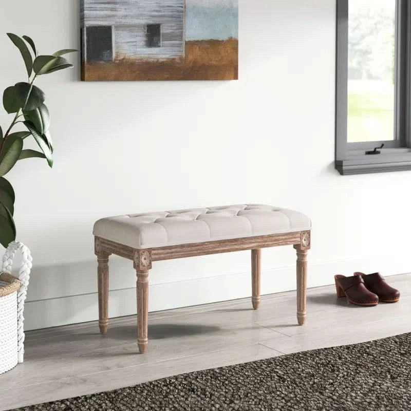 Bazter Linen Upholstered Bench - craft decor