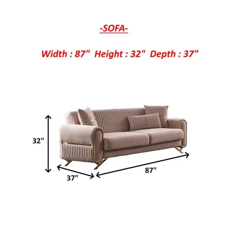 Martens 3+3+1 Velvet Living Room Luxury Sofa Set