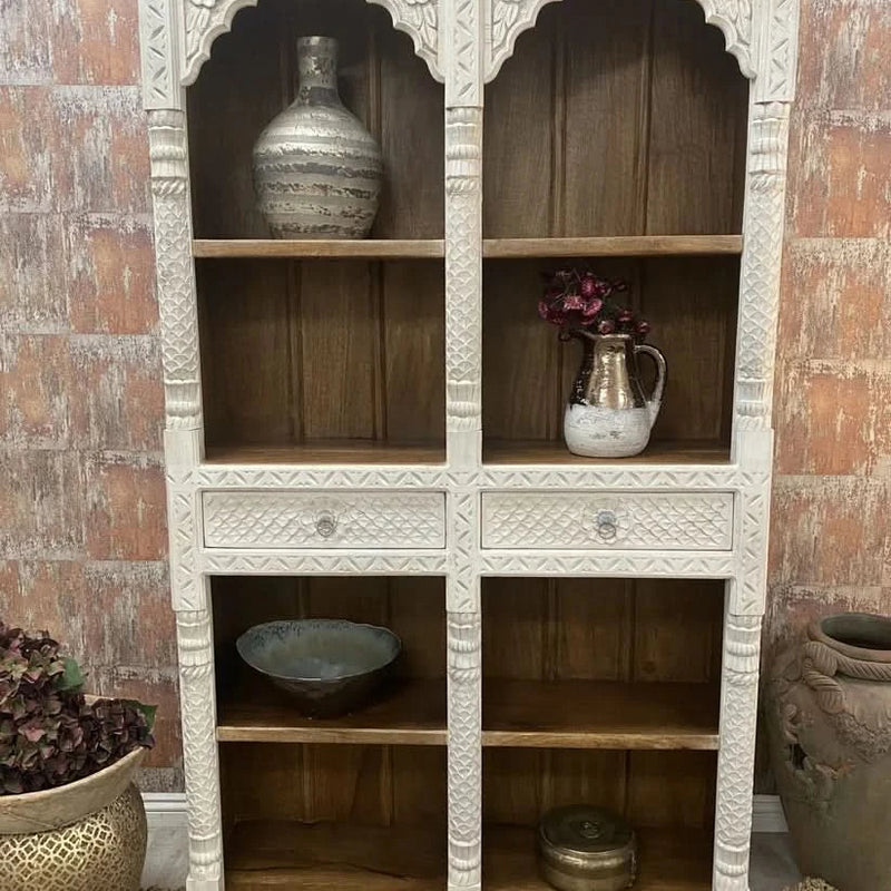 Wummie Carved Solid Wood Bookcase - Craft Decor