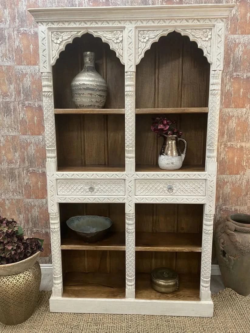 Wummie Carved Solid Wood Bookcase - Craft Decor