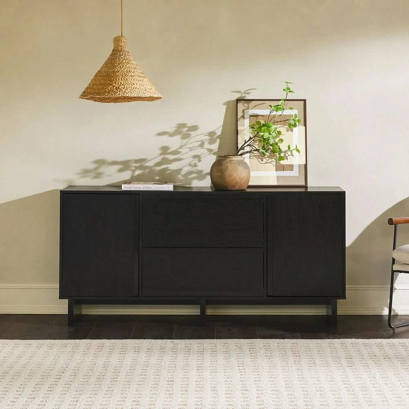 Levardor Minimalist Scandi Black Sideboard - craft decor
