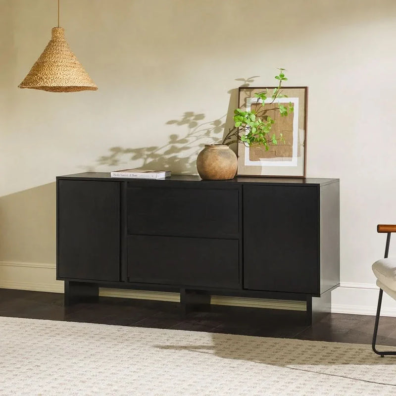 Levardor Minimalist Scandi Black Sideboard - craft decor