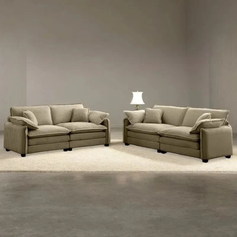 Reving Luxury 2-Piece Modern Sofa Set Twin 2-Seater Sofas for Living Room & Bedroom Comfort
