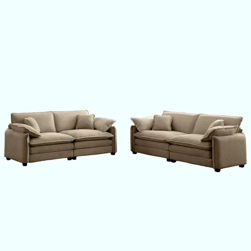 Reving Luxury 2-Piece Modern Sofa Set Twin 2-Seater Sofas for Living Room & Bedroom Comfort