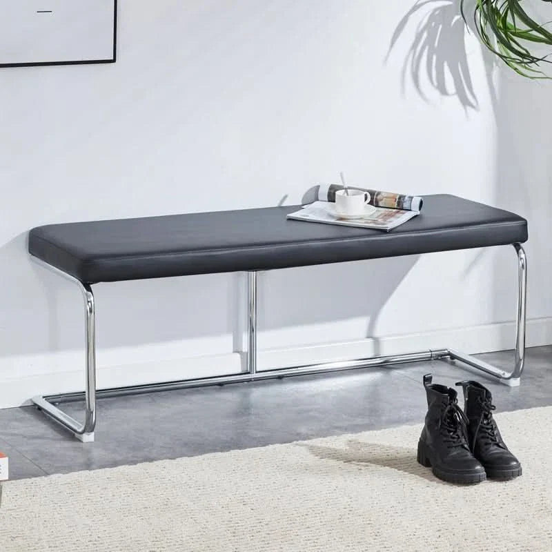 Kenniard Modern PU Leather Bench with Metal Legs - craft decor