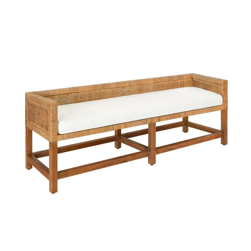 Modern Linen Bench – Padded Upholstery with Wooden Legs
