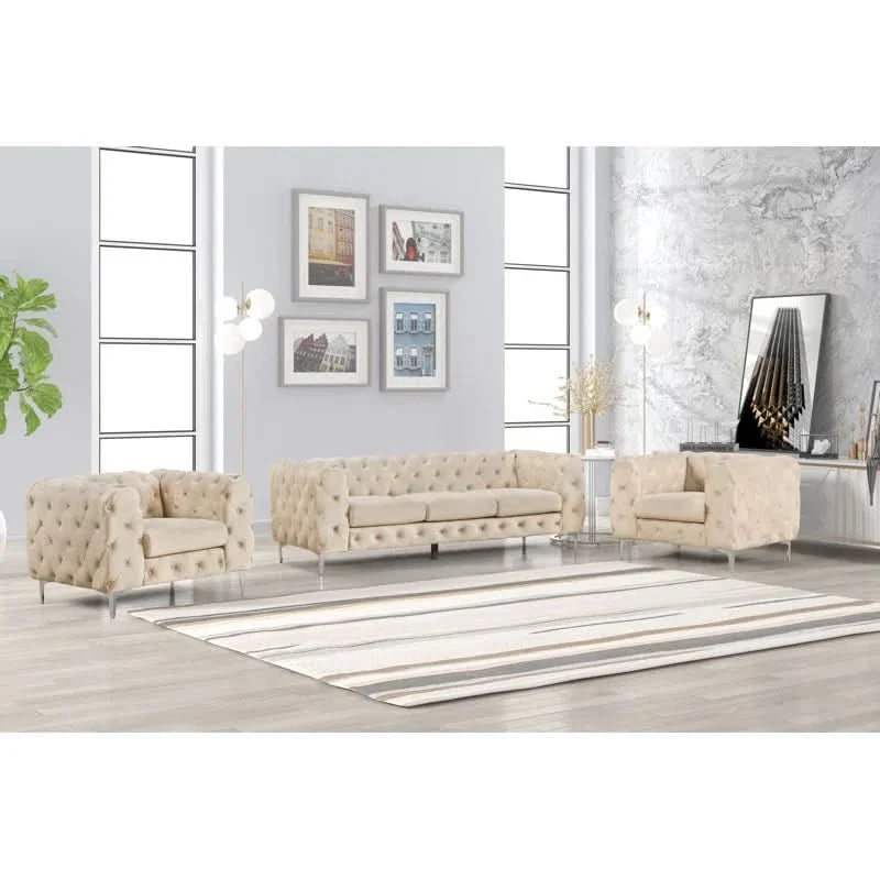 Mordecaiz 3 - Piece Velvet Living Room Set Luxury Sofa Set