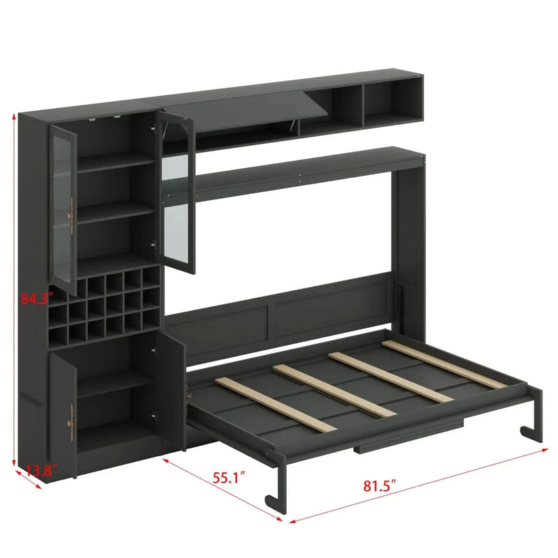 Murphy Bed Wall Bed With Sofa , Shelves USB & Light - Craft Decor