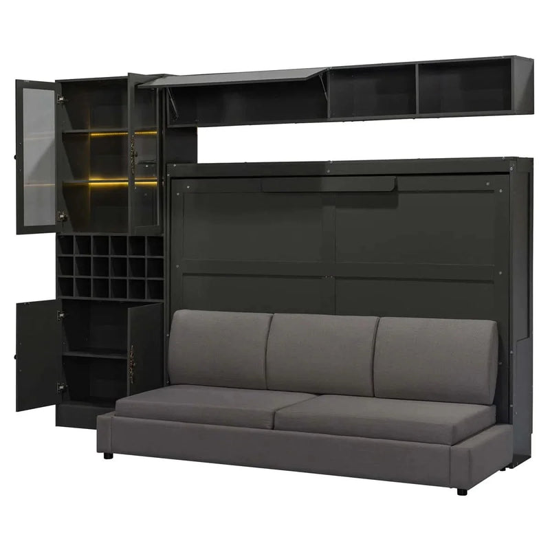 Murphy Bed Wall Bed With Sofa , Shelves USB & Light - Craft Decor