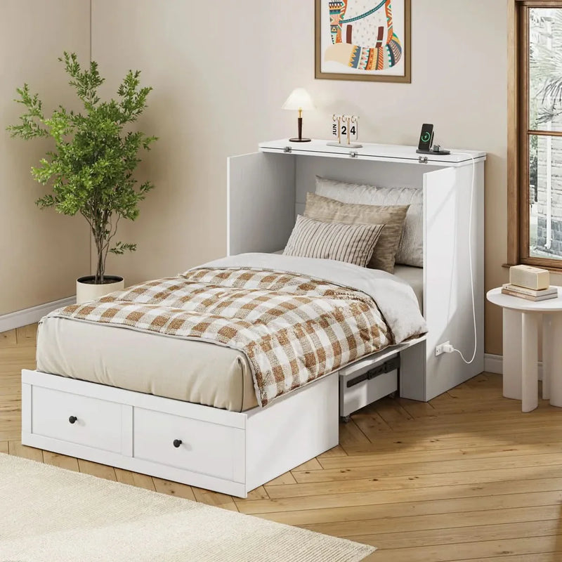 Murphy Bed With Storage And Built-in Charger - craft decor