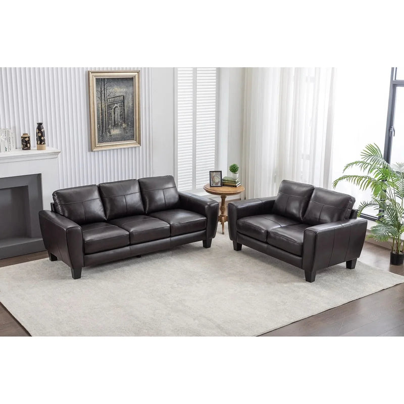 Namaraz 2 - Piece Top Genuine Leather Cushion Back Living Room Luxury Sofa Set