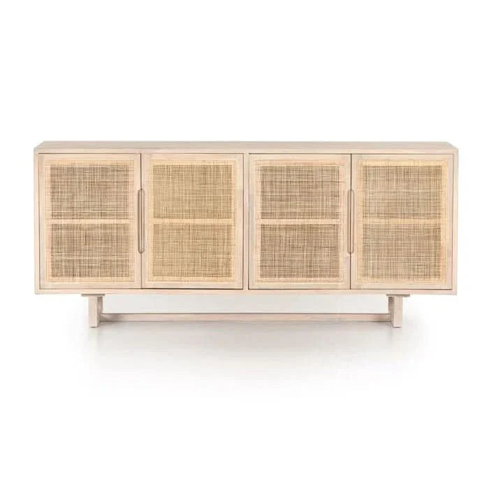 Natural Mango Wood Buffet – with Shelves & Magnetic Closures
