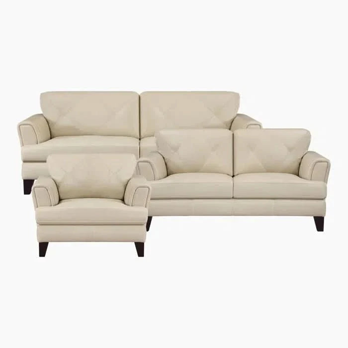 Nicoz 3 Piece Genuine Top Grain Leather Living Room Luxury Sofa Set