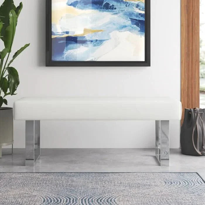 Xazcom Contemporary Upholstered Bench Steel Legs