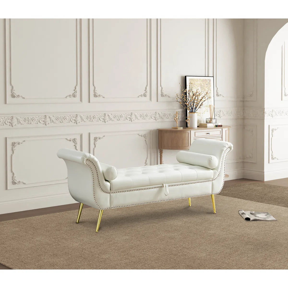 Dynamic Faux Leather Upholstered Storage Bench - craft decor