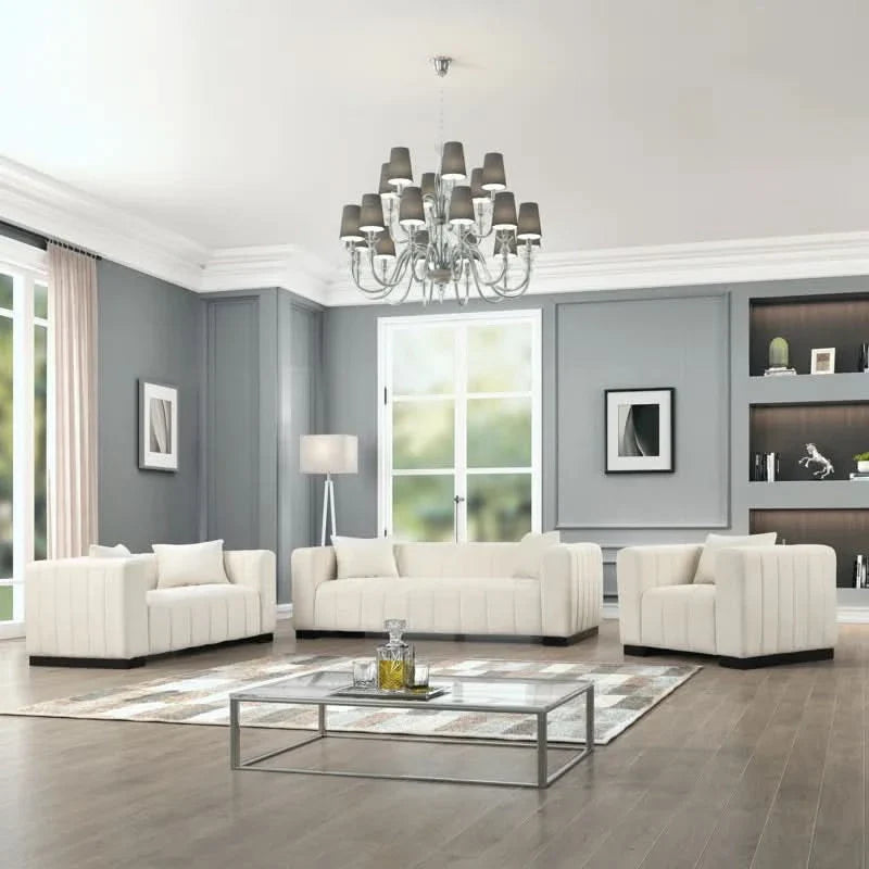 Peggys 3 - Piece Velvet Living Room Luxury Sofa Set