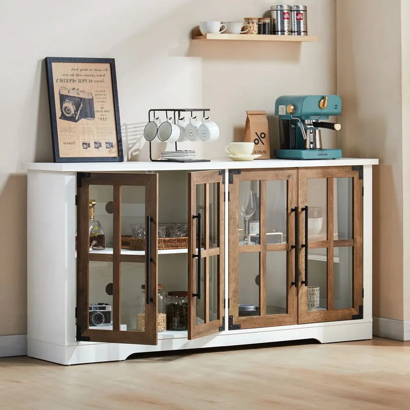 Wide Sideboard with Glass Doors – Elegant Display Storage