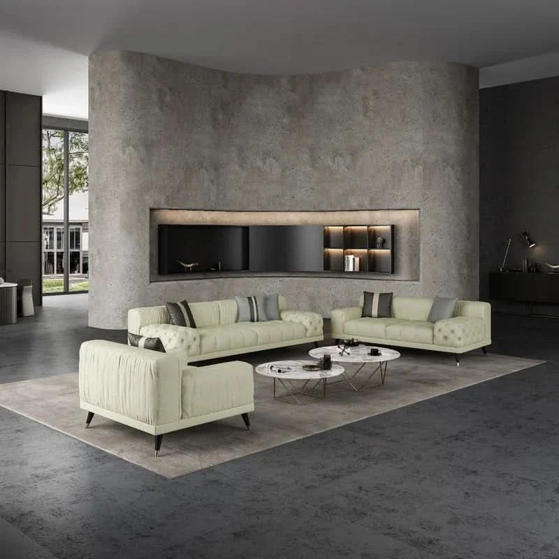Rashandz 3 - Piece Leather Living Room Set luxury Sofa Set