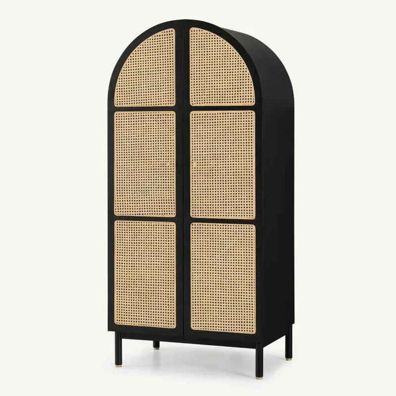 Vivon Rattan Solid Wood Wardrobe - Craft Decor