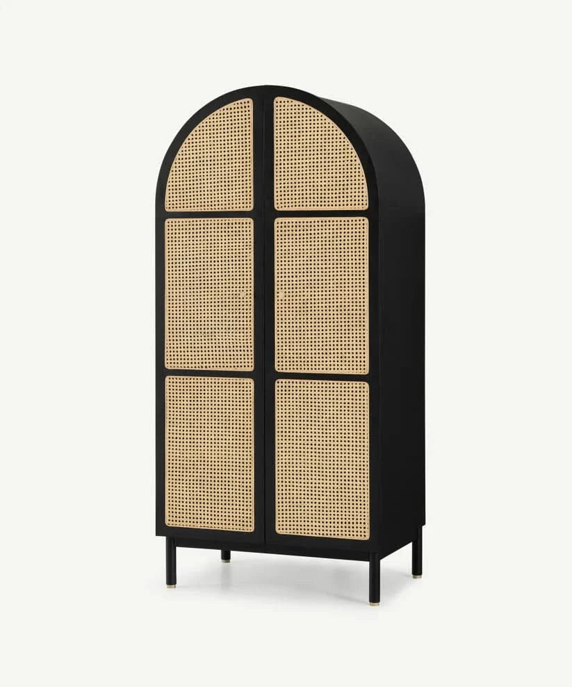 Vivon Rattan Solid Wood Wardrobe - Craft Decor