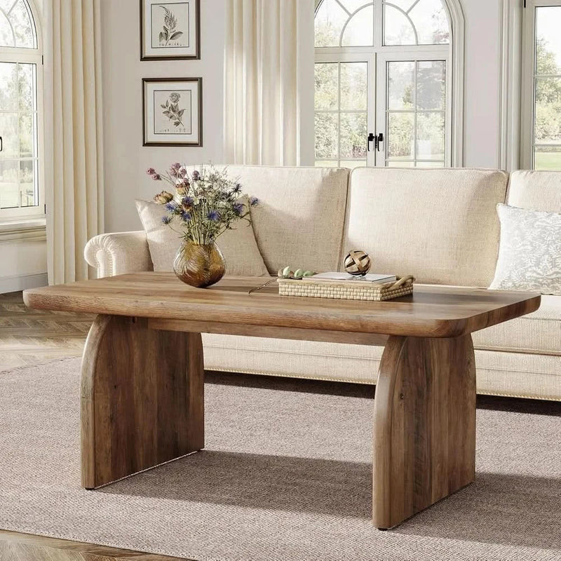 Helly Accent Rectangle Center Table Low Cocktail Tea Table with Sturdy Base
