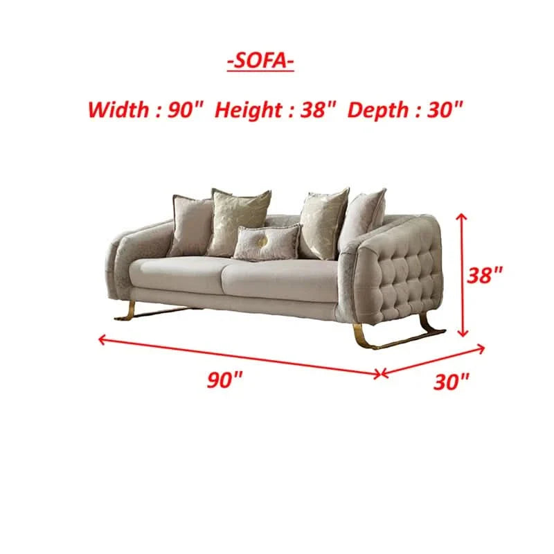 Reniyahz 3 - Piece Velvet Living Room Luxury Sofa Set