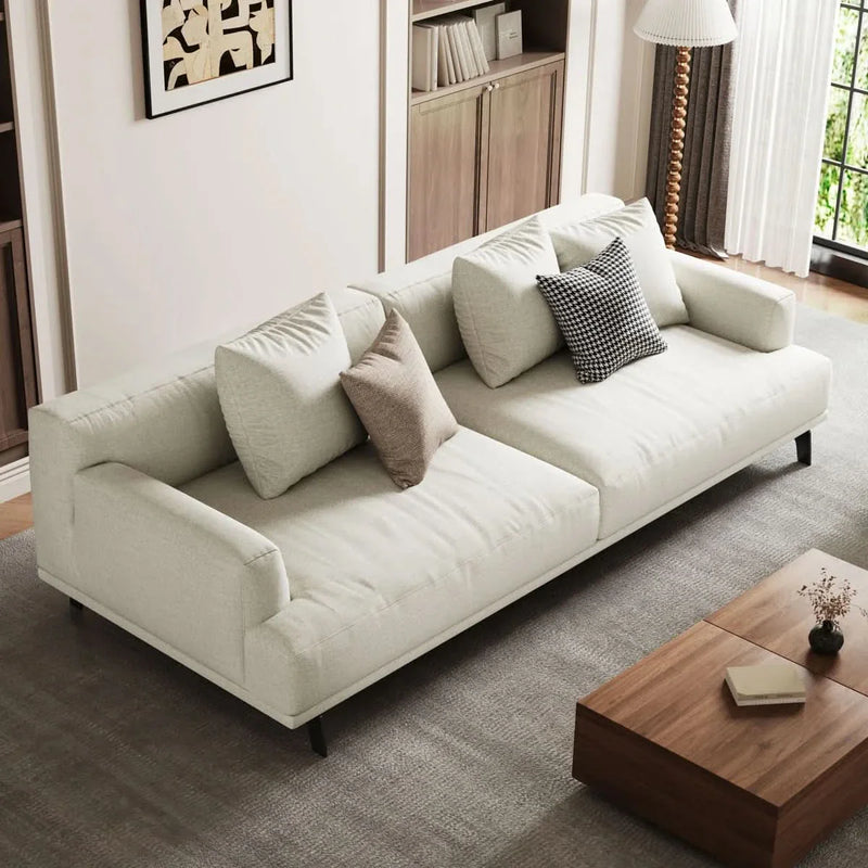 Four-seater Cotton And Linen Sofa with pillows