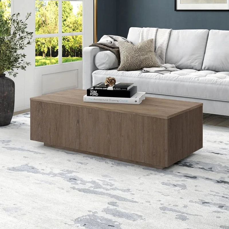 48" Wide Rectangular Coffee Table - 47.5" Wide - Antiqued Gray Oak